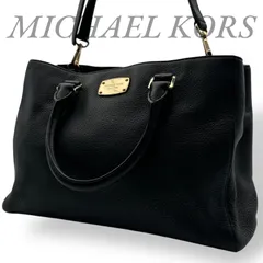 【B4929】 MICHAEL KORS マイケル コース 2way ハンドバッグ ショルダーストラップ レザー ロゴチャーム ブラック 大容量