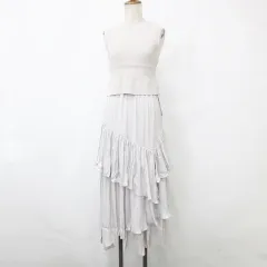 グレイル GRL セットアップ キャミワンピ ニットベスト ロング丈 ティアード ベージュ S