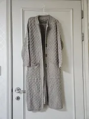 ケーブル編み ロング カーディガン ベージュ