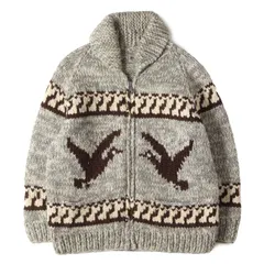 Canadian Knit Brand カナディアンニットブランド カウチン グレー サイズ:L相当 | 60s バード柄 CLIXジッパー カウチンニット | カナダ製 SWAN スワン | 60年代 ヴィンテージ 古着 | トップス カーディガン【中古】のサムネイル