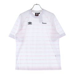 Supreme x Umbro ボーダーTシャツ ホワイト ピンク Lサイズ - メルカリ