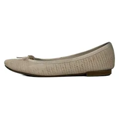 repetto(レペット) フラットシューズ 36 1/2 レディース - ピンクベージュ 型押し加工/リボン レザー