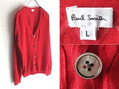 Paul Smith ポールスミス メインライン 柄編み 総柄 シルクコットンニット カーディガン L 赤 レッド