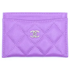 CHANEL (シャネル) マトラッセ クラシック キャビアスキン カードケース パスケース パープル ゴールド金具 ランダムシリアル レディース