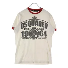 DSQUARED2 (ディースクエアード) フロントロゴプリント リンガー 半袖Tシャツ カットソー ホワイト/ブラック