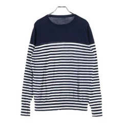 UNIFORM EXPERIMENT (ユニフォームエクスペリメント) ボーダー クルーネック ロングスリーブ長袖Tシャツ カットソー ネイビー/ホワイト UE-90042