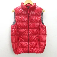 t■ユニクロ/UNIQLOプレミアム ライトダウンベスト■赤【メンズL】men's/11【中古】