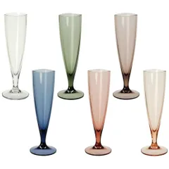 【数量限定】持ち手付き ワイン グラス グラス プラスチック シャンパン 耐熱温度 シャンパン 100度 6色セット ホット おしゃれ ゆらぎ かわいい フルートグラス アウトドア トライタン パーティ 透明 レストラン BPAフリー ホームパーティ キャンプ
