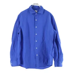 EDIFICE (エディフィス) リネン混 レギュラーカラー 長袖シャツ ブルー EY43