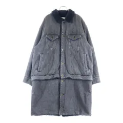 FACETASM (ファセッタズム) LONG DENIM JACKET マルチポケット ジップアップ ロング デニムボアジャケット ブラック CHG-CO-MO5のサムネイル