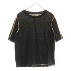 unfil (アンフィル) 切り替え クルーネック半袖Tシャツ カットソー レディース ブラック/ベージュ WZSP-UW142のサムネイル