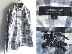 希少 BURBERRY BLACK LABEL バーバリーブラックレーベル ホースロゴ刺繍 襟裏/袖裏切替 ギンガムチェックシャツ 3 三陽商会