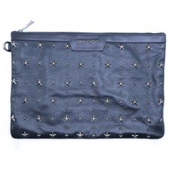 JIMMY CHOO スタースタッズ クラッチバッグ ブラック レザー - メルカリ