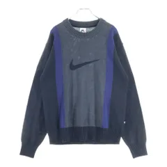 NIKE SB (ナイキエスビー) BIG SWOOSH NSW SWEATER ビッグ スウォッシュ ロゴ ポリエステル ウール ニット セーター ブラック/グレー DD0579-010