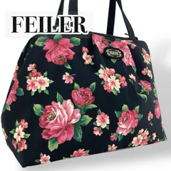 FEILER フェイラー　ハンドバッグ　手提げバッグ　ナイロン　ブラック　花柄　美品　お出かけ　普段使い　日常使い　レディース　通勤　通学　おでかけ　おしゃれ　カバン　鞄
