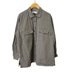 クリスチャンディオール Christian Dior ストライプシャツ 長袖 カジュアル シャツ グレー ☆AA★