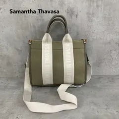Samantha Thavasa サマンサタバサ スクエアキャンバストート カーキ ショルダーバッグ ハンドバッグ 鞄 ロゴテープ スクエアバッグ 肩掛け 斜め掛け 2way A4収納 大容量 通勤 通学 カジュアル お出かけ 旅行 かばん ★ ■■