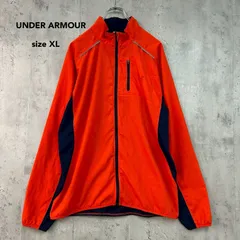 UNDER ARMOUR アンダーアーマー トラックジャケット ジップアップ ウインドブレーカー ブルゾン アウター ジャージ スポーツウェア トレーニング ランニング ゴルフ ストレッチ 胸ポケット バイカラー オレンジ系 XLサイズ ★ ■◇