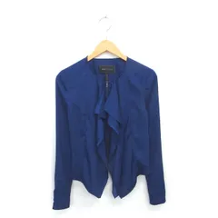 ビーシービージーマックスアズリア BCBGMAXAZRIA シャツ ブラウス ノーカラー フリル ジップアップ 薄手 長袖 XS ネイビー 紺 /TTのサムネイル