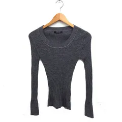 ミッシェルクラン MICHEL KLEIN リブ ニット セーター 長袖 オーバルネック 無地 ウール チャコールグレー /FT22