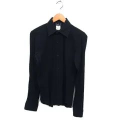 アニエスベー agnes b. シワ加工 ステンカラー シャツ カジュアル 透け感 コットン 綿 長袖 38 黒 ブラック /NT21