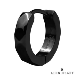 ライオンハート カッティング フープピアス サージカルステンレス ダークブラック 黒 片耳用 1点売り メンズ ブランド LION HEART