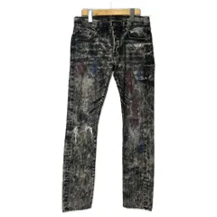 デニム&サプライ ラルフローレン DENIM & SUPPLY RALPH LAUREN ストレート デニムパンツ ジーンズ ブリーチ加工 ペイント 28/32 ブラック グレー メンズ