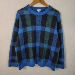 BEAUTY&YOUTH UNITED ARROWS ビューティーアンドユース ニット チェック柄 ブルー Mサイズ メンズ 古着 ストリート シティーボーイ　モヘア