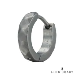 ライオンハート カッティング フープピアス サージカルステンレス マットブラック 黒 片耳用 1点売り メンズ ブランド LION HEART