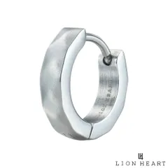 ライオンハート カッティング フープピアス サージカルステンレス マットシルバー 片耳用 1点売り メンズ ブランド LION HEART