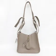 アクアガレージ Aqua Garage ショルダーバッグ ハンドバッグ 2WAY ジップ タッセル グレージュ ベージュ