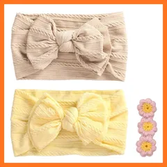 【新品】 mitas ベビーバンド 2枚セット ベビー ヘアバンド ターバン リボン ストレッチ 柔らかい 肌触り 新生児 赤ちゃん ベビー キッズ 伸縮 締めつけない ヘアアクセ ヘアクリップ 髪飾り 髪留め ジャガード かわいい くすみ 結婚式 お食い 1