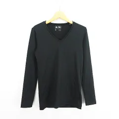 アディダス adidas テーラーメイド インナーシャツ 長袖 Vネック ロゴ ストレッチ S ブラック ゴルフウェア ※EKM