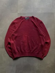 Polo by Ralph Lauren ラルフローレン L コットンニット クルーネック バーガンディ