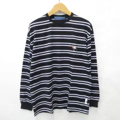 TASF タスフ Tシャツ ロンT 長袖 丸首 ボーダー 古着 黒 紫 白 ブラック パープル ホワイト XL