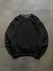 POLO RALPH LAUREN ポロラルフローレン M クルーネックニット ブラック 赤ポニー