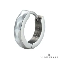 ライオンハート カッティング フープピアス サージカルステンレス シルバー×ブラック 黒 片耳用 1点売り メンズ ブランド LION HEART