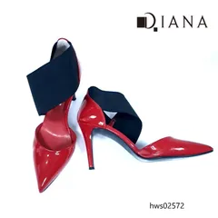 極美品 ダイアナ DIANA パンプス 24cm エナメル レッド 赤 ブラック 黒 バイカラー サイドオープン ポインテッドトゥ 日本製 結婚式 披露宴 パーティー セレモニー 人気 定番 希少 メンテナンス済 美品 hws02572