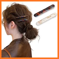 【新品】 Fesanla ヘアピン 小さめ ヘアアクセサリー 髪飾り 2本セット おしゃれ ヘアクリップ 前髪 髪留め ダッカールクリップ シンプル 結婚式 (ベージュ+ブルーブラウン) 0