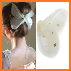 【新品】 HAPVITAL フリル リボン バンスクリップ 大きめ 可愛い ヘアクリップ 大人っぽい ヘアアクセサリー セット ヘアクリップ 髪留め ヘアアクセサリー クリップ バナナクリップ 髪飾り日常 韓国風 オフィス 贈り物 レディース用 おしゃれ  1