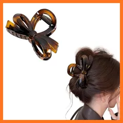 【新品】 Orelisse ヘアクリップ 小さめバンスクリップ 8cm 髪留め リボンバレッタ 大人向け おしゃれでしっかりとまる 髪飾り ヘアアクセサリー 日常・通勤・通学・お風呂用 0