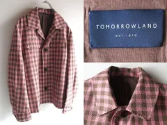 美品 TOMORROWLAND トゥモローランド シルク100％ チェック シアサッカー シャツジャケット M ピンク カーキ 春夏仕様のサムネイル
