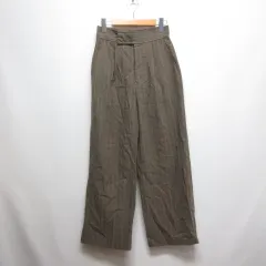 ローリーズファーム LOWRYS FARM ストライプ柄 タック ワイド パンツ M 茶 ブラウン ジッパーフライ