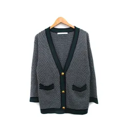 フレームワーク Framework ニット カーディガン 長袖 Vネック ウール 総柄 ネイビー 紺 /KT38