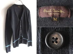 最高級ライン Paul Smith COLLECTION ポールスミス コレクション ラインデザイン リネンニットカーディガン M 墨黒 国内正規品