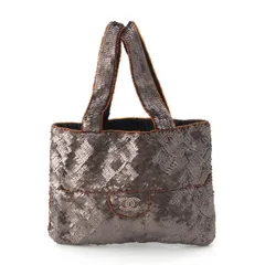 シャネル 98A スパンコール 5番台 ココマーク ビジュー ミニ ハンドバッグ ブロンズ ブラウン【中古】