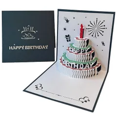 【人気商品】おしゃれ 手作りの贈り物 お祝い 封筒付き 誕生日 感謝 brithday 1セット happy メッセージカード ポップアップバースデーカード 2色 折りたたまれたハッピーバースデーカード 立体カード 3D (ブルー) バースデーカード 誕生日カ