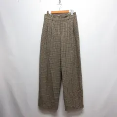 ジーユー GU 美品 チェック柄 タック ワイド パンツ L ベージュ