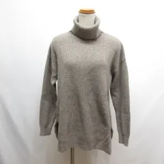 ユニクロ UNIQLO 美品 オーバーサイズ タートルネック チュニック ニット S ブラウン 茶 セーター