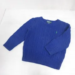 ポロ バイ ラルフローレン Polo by Ralph Lauren 子供服 コットン ケーブル ニット セーター 3/3T 青 ブルー ポニー刺繍 ☆AA★